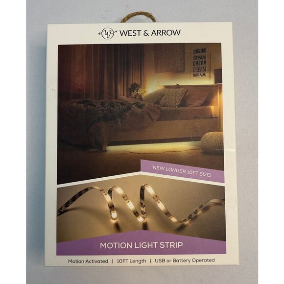 WEST & ARROW Motion Activated  LED Flexible 10' Light Strip USB or Battery | NEW - Picture 3 of 7